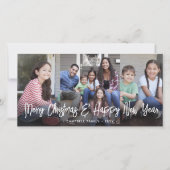 Cartes Pour Fêtes Annuelles Brossé blanc Script Noël & Nouvel An 2 Photo (Devant)