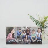 Cartes Pour Fêtes Annuelles Brossé blanc Script Noël & Nouvel An 2 Photo (Debout devant)