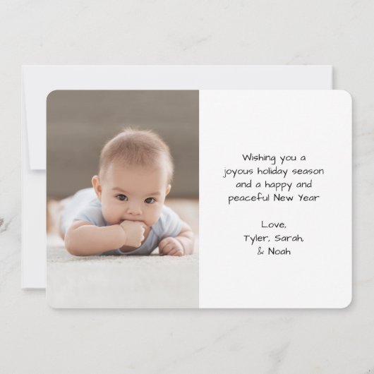 Cartes Pour Fêtes Annuelles Brossé blanc Script Noël & Nouvel An 2 Photo (Dos)