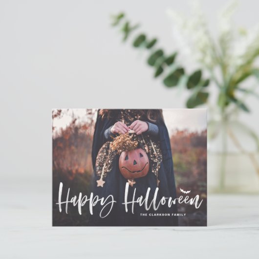 Cartes Pour Fêtes Annuelles Brosse blanche superposer joyeux Halloween (Debout devant)
