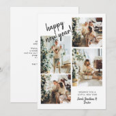 Cartes Pour Fêtes Annuelles Brosse moderne Script 4 Photo Bonne année (Devant / Derrière)