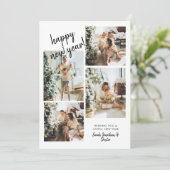 Cartes Pour Fêtes Annuelles Brosse moderne Script 4 Photo Bonne année (Debout devant)