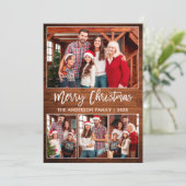Cartes Pour Fêtes Annuelles Brosse moderne Script 4 Photos Bois Joyeux Noël (Debout devant)