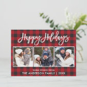 Cartes Pour Fêtes Annuelles Brosse moderne Script Joyeux Vacances 3 Photo Plai (Debout devant)