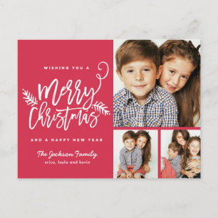Cartes Pour Fêtes Annuelles Brosse moderne Script Noël Vacances 3 photos