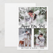 Cartes Pour Fêtes Annuelles Brosse moderne Script photo Bonne année (Devant / Derrière)