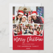 Cartes Pour Fêtes Annuelles Brosse moderne Script Star 4 Photo Noël Rouge (Devant)