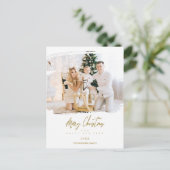 Cartes Pour Fêtes Annuelles Brosse Noël Golden Snowflakes Photo (Debout devant)