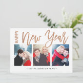 Cartes Pour Fêtes Annuelles Brossé Nouvel An Faux Gold Parties scintillant 3 C (Debout devant)