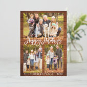 Cartes Pour Fêtes Annuelles Brosse Script Bois rustique Joyeux Vacances Photo (Debout devant)