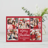 Cartes Pour Fêtes Annuelles Brosse Script Noël 5 Photo Rouge (Debout devant)
