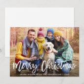 Cartes Pour Fêtes Annuelles Brosse Script Star Famille Photo Joyeux Noël (Devant / Derrière)