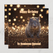 Cartes Pour Fêtes Annuelles Brown Baby Wombat Sur Brown Bokeh Bliss, (Devant / Derrière)