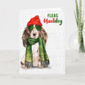 Cartes Pour Fêtes Annuelles Brown Cocker Spaniel Chien Funny Fleas Navidog (Devant)