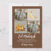 Cartes Pour Fêtes Annuelles Brown Gold 2 Grille de photos Eid Mubarak Famille (Devant)