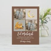 Cartes Pour Fêtes Annuelles Brown Gold 2 Grille de photos Eid Mubarak Famille (Debout devant)