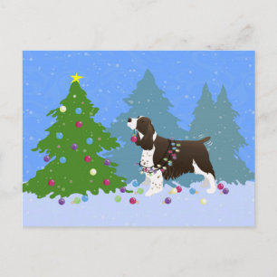 Cartes Pour Fêtes Annuelles Brown Springer Spaniel Décoration Arbre de Noël