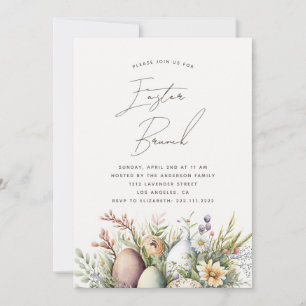 Cartes Pour Fêtes Annuelles Brunch de Pâques. Elégante aquarelle fleurie et oe