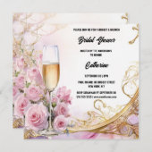 Cartes Pour Fêtes Annuelles Brune de douche nuptiale brunch rose rose fleur ch (Devant / Derrière)