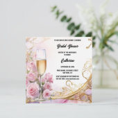 Cartes Pour Fêtes Annuelles Brune de douche nuptiale brunch rose rose fleur ch (Debout devant)