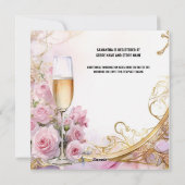 Cartes Pour Fêtes Annuelles Brune de douche nuptiale brunch rose rose fleur ch (Dos)