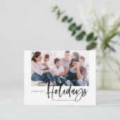 Cartes Pour Fêtes Annuelles Brush Calligraphy Black Happest Holidays Photo (Debout devant)