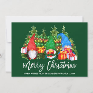 Cartes Pour Fêtes Annuelles Brush Script Feux de Noël Gnomes