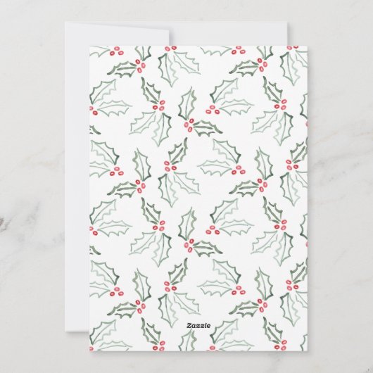 Cartes Pour Fêtes Annuelles Brush Script Hollies de Noël (Dos)