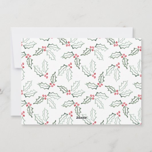 Cartes Pour Fêtes Annuelles Brush Script Hollies de Noël (Dos)