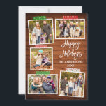 Cartes Pour Fêtes Annuelles Brush Script Joyeuses Vacances Bande d'artisanat e<br><div class="desc">Brosse moderne Script Happy Holidays 5 Photo Collage avec carte de vacances sur bande d'artisanat. Bois rustique.</div>