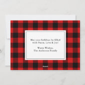 Cartes Pour Fêtes Annuelles Brush Script Joyeux Chiens de Noël Rouge Plaid (Dos)