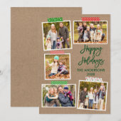 Cartes Pour Fêtes Annuelles Brush Script Joyeux Vacances Artisanat Bande Kraft (Devant / Derrière)