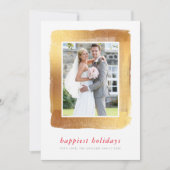 Cartes Pour Fêtes Annuelles BRUSHÉ GOLD FRAME photo moderne simple minimal (Devant)