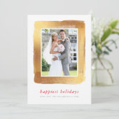 Cartes Pour Fêtes Annuelles BRUSHÉ GOLD FRAME photo moderne simple minimal (Debout devant)