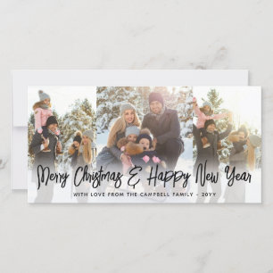 Cartes Pour Fêtes Annuelles Brushed Black Script Noël & Nouvel An 4 Photo
