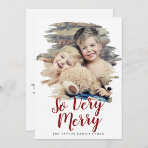 Cartes Pour Fêtes Annuelles Brushed Red So Very Merry Year In Review Portrait