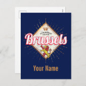 Cartes Pour Fêtes Annuelles Bruxelles Europe Capital Belgique Retro Lion Vinta (Devant / Derrière)