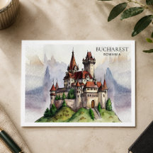 Bucarest Roumanie | Art aquarelle de la vieille vi
