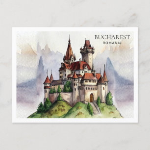 Cartes Pour Fêtes Annuelles Bucarest Roumanie   Art aquarelle de la vieille vi