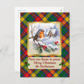 Cartes Pour Fêtes Annuelles Buchanan Tartan avec Robin Personnalisé (Devant / Derrière)