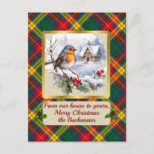 Cartes Pour Fêtes Annuelles Buchanan Tartan avec Robin Personnalisé (Devant)
