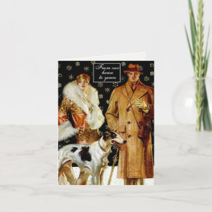 Cartes Pour Fêtes Annuelles Budget Art Déco Élégant Couple de Noël