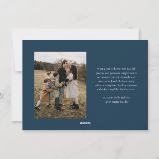 Cartes Pour Fêtes Annuelles Budget bleu moderne Vague deux photos Noël (Dos)