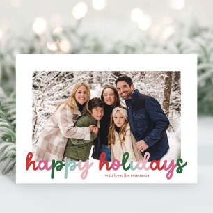 Cartes Pour Fêtes Annuelles Budget Colorful Script Calligraphie 2 Photo Joyeux