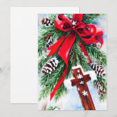Cartes Pour Fêtes Annuelles budget croix de Noël et arc  (Devant / Derrière)