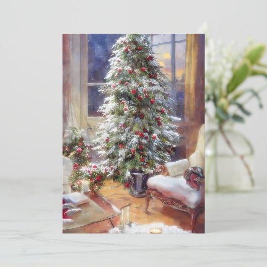 Cartes Pour Fêtes Annuelles Budget de sapin de Noël à l'ancienne (Debout devant)