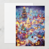 Cartes Pour Fêtes Annuelles budget de village de Noël enneigé de Noël (Devant / Derrière)