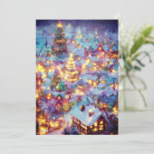 Cartes Pour Fêtes Annuelles budget de village de Noël enneigé de Noël (Debout devant)