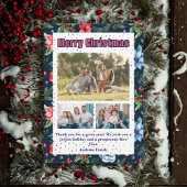 Cartes Pour Fêtes Annuelles Budget Floral Christmas Plaid 3 Photo Holiday Card