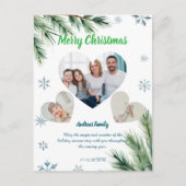 Cartes Pour Fêtes Annuelles Budget Green Christmas 3 Photo Holiday Card (Devant)